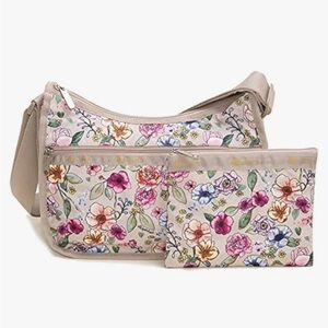 Lesportsac Hobo Crossbody Shoulder Bag Garden Classic With Cosmetic Bag